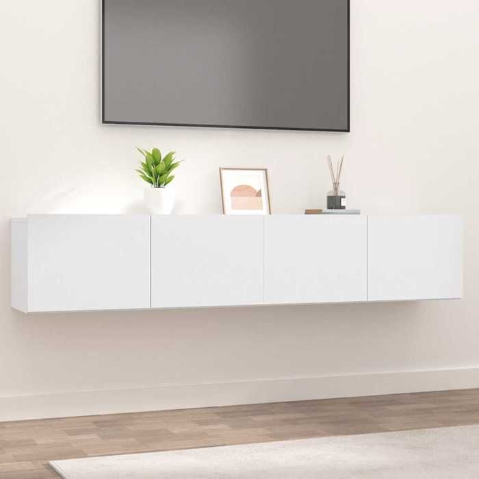 SALE 2026 Armoire TV moderne Blanc - Meubles TV 2 pcs blanc 80x30x30cm - bois dingénierie PRO928392961