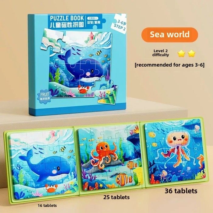 Wdmiya 2 Jeux de Puzzle Magnetique Enfants de 3 à 7 Ans, Éducatif Magnetic Book, Jouets Magnétiques pour Les Voyages en Voiture, Cadeau Garçons et Filles