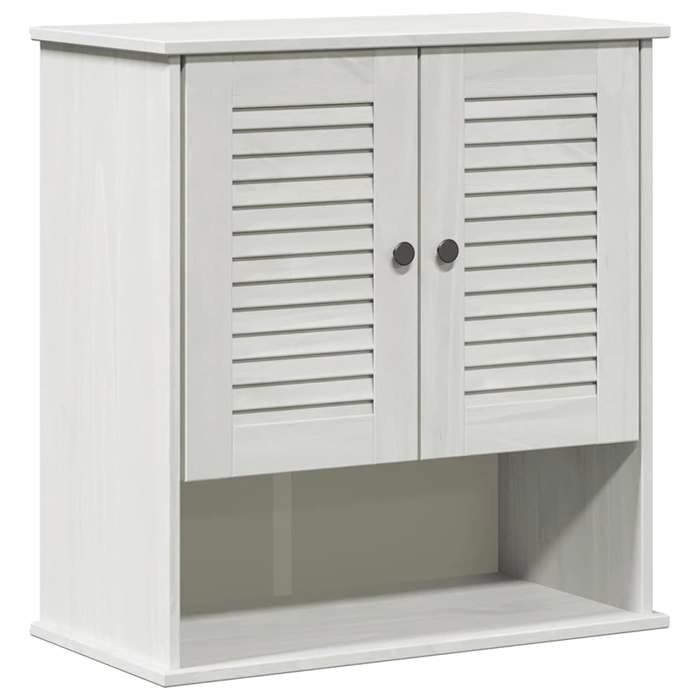Bois Armoire murale de bain JILL Meuble WC avec porte VIGO Blanc et Blanc Antique 67.5x34x71.5 cm BB228