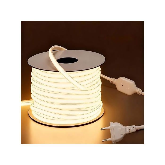 Ruban LED COB - 10 m 220V - Étanche IP65 - 10W/m - Blanc chaud