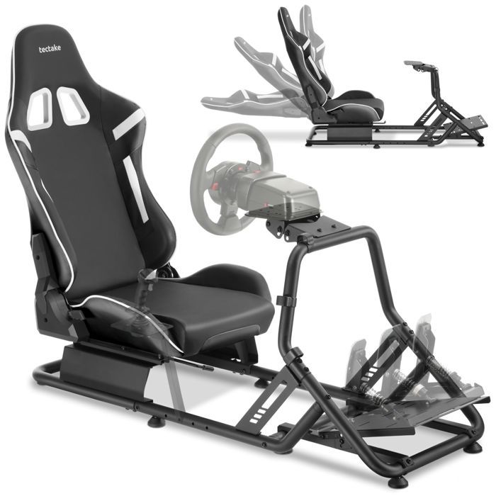 Fauteuil gaming - TECTAKE - Siège baquet PLAY compatible consoles inclinable 180° maximum 120kg - noir