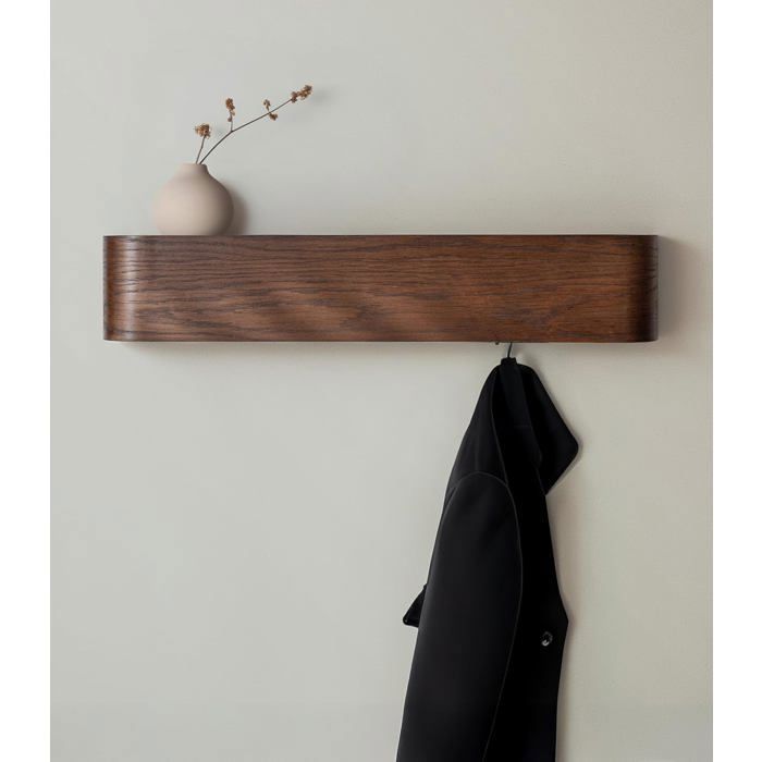 Porte-manteau mural en bois - VIREX® - Design moderne - Crochets cachés - Placage bois massif - Chêne foncé