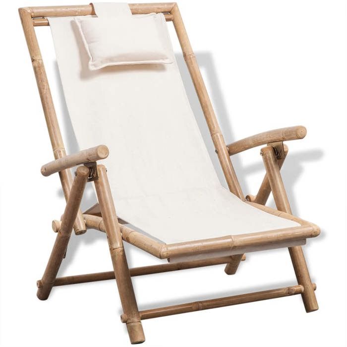 Blanc Chaise de terrasse dextérieur Bambou - SIEGE de jardin H17610