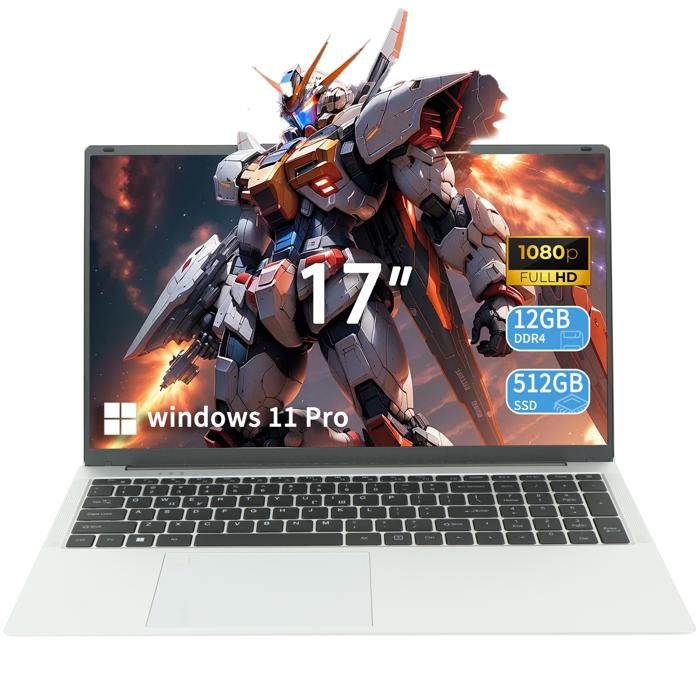 PC portable-17.3Intel Celeron N95(4C/4TJusquà 29 GHz)12Go RAM DDR4 512Go SSDWindows 11PROWiFi5HDMI，Ordinateur Portable