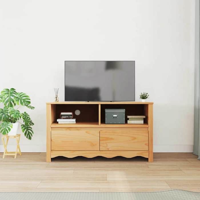 Cabinet TV - Marron - Meuble TV pour Télévision - 1 PC - Drammen Chêne 99x43x55 cm Bois de pin massif T525