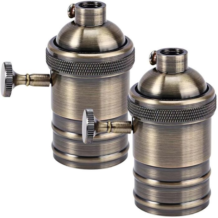 2 douilles lampe vintage aluminium E27 bronze adaptateur plafonnier LED décoration rétro scène bar