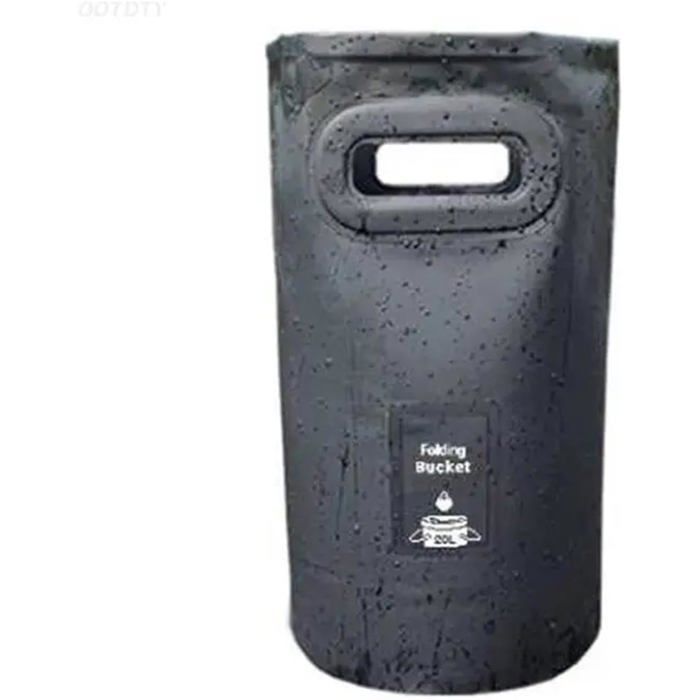 Seau portable pliable de 20 litres pour activités extérieures camping pêche voyage et rangement – Accessoire de pêche noir