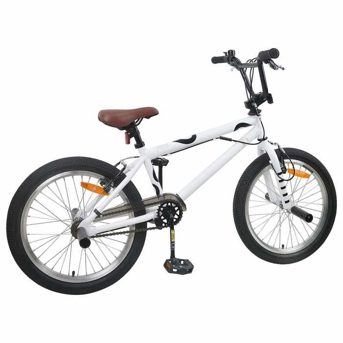 BMX 20 Pouces pour les plus de 9 ans - acier - blanc - réglable - 139x67x91 cm 1219850（Vélo）
