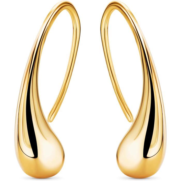 Boucles DOreilles Femme Goutte Boucles D Oreilles Pendantes Argent Sterling 925 Plaqué Or 18 Carats Design Élégant 24Mm Hyp[PP640]