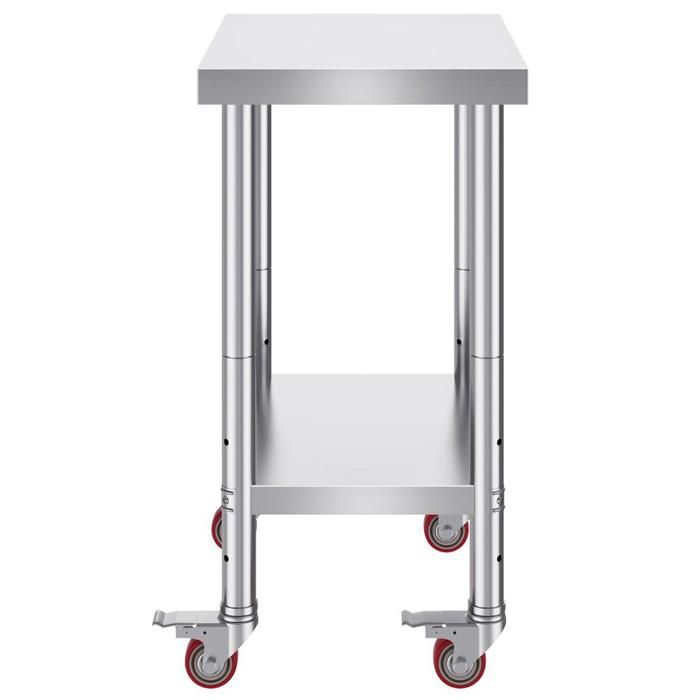 Luscriate - Table de Travail Cuisine 61x46x86 cm Table de Travail Inox avec Roulettes et Freins Capacité de Charge 100 kg