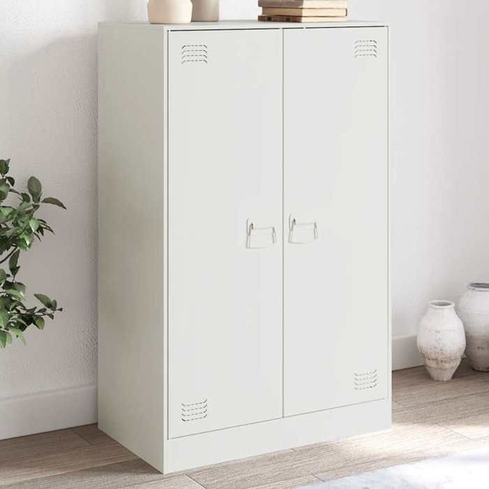 Blanc Buffet blanc 67x39x107 cm acier - Meuble Rangement LV36394
