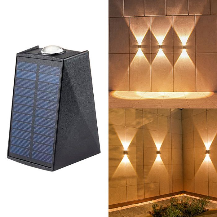 Applique Murale Exterieur Solaire 1pcs Lampe Extérieure avec Blanc Chaud IP65 Étanche Applique Solaire pour Jardin Portail Clôture