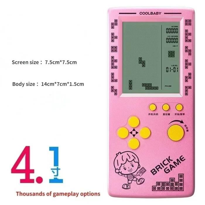 CZT Console De Jeu Cubique Rétro 999 En 1 Grand Écran 8,5 Cm - Jouet Portable Noir
