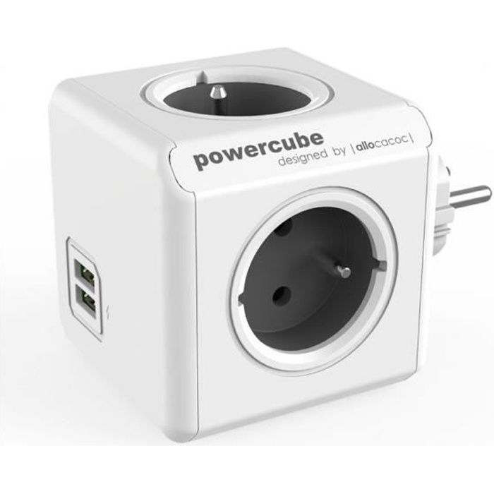 Powercube multiprise + usb Gris