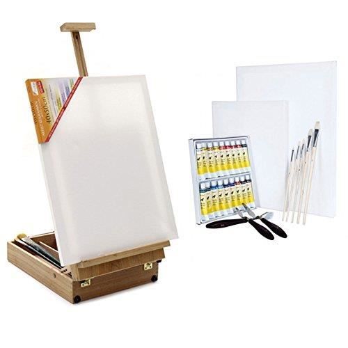 kit de fournitures dart avec palette peinture sur toile idéale pour la peinture  acrylique Ensemble de peinture de panneaux de toile kit de toile pour la  peinture pinceaux et plus chevalet Toiles