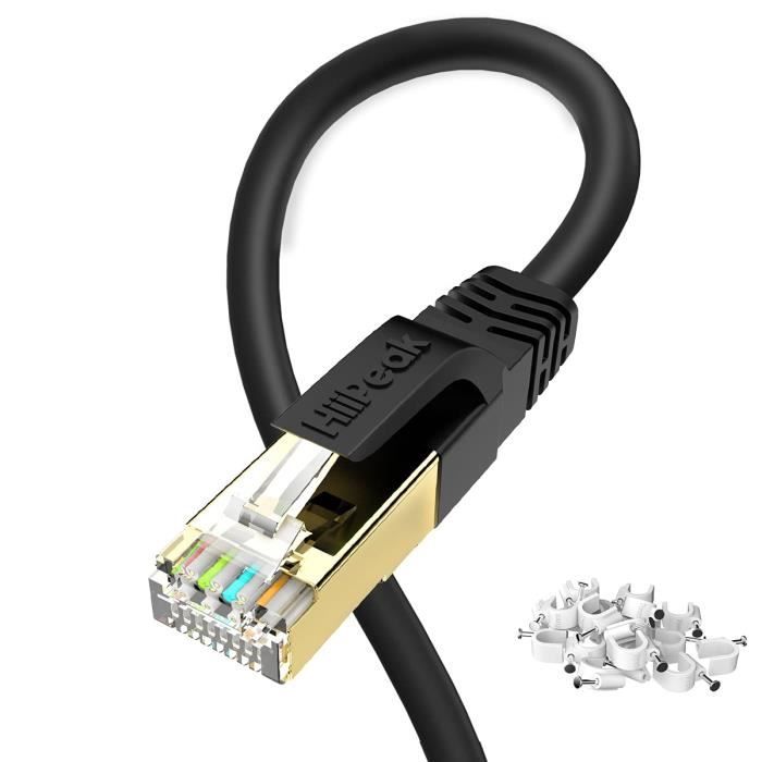 2000 MHz Cable LAN Blanc Cable Réseau Plat en Haut Débit De 40 Gigabits/S HiiPeak Cable Ethernet 8m Cat 8 rj45 