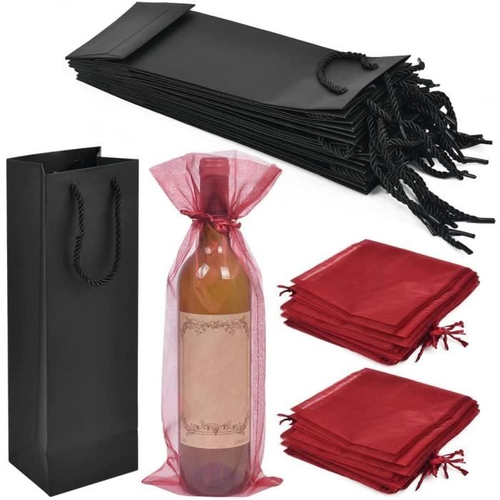 UPKOCH 10pcs sacs de couverture de bouteille de cordon organza cadeau sac bouteille de vin transporteur de bijoux pochette pour le mariage noël faveurs rose 