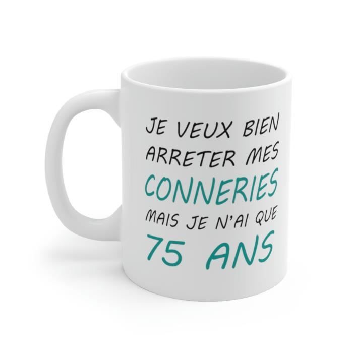 Mug Anniversaire 75 ans Idée cadeau anniversaire homme ou femme
