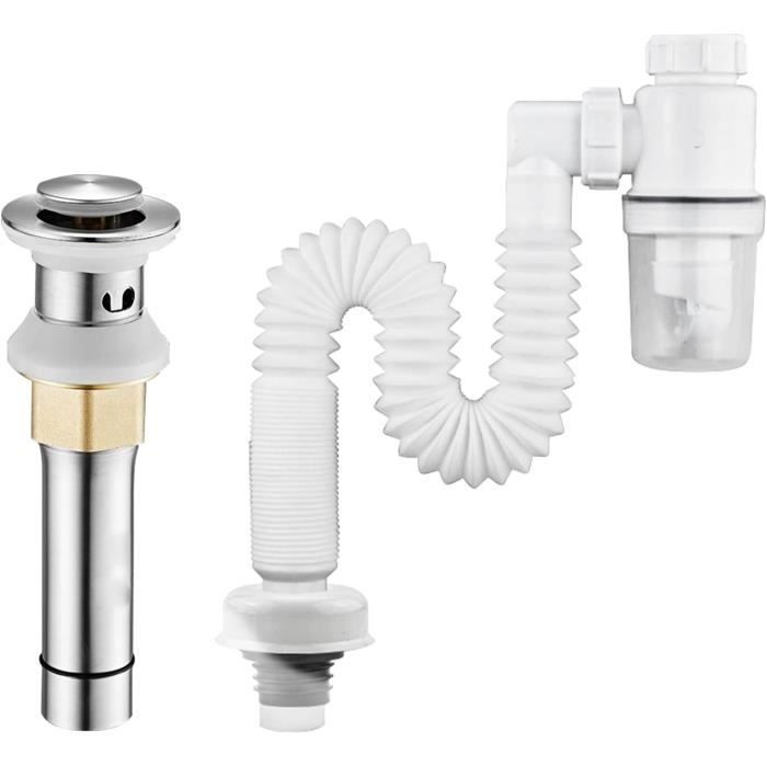 Flexible Siphon Lavabo Extensible Anti-Odeurs - Tuyau Évacuation ABS, Longueur Réglable Jusqu'à 80 Cm - 1