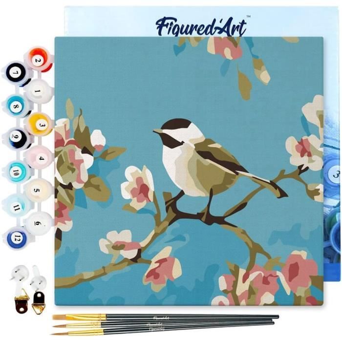 Mini Peinture par Numéro Figured'Art 20x20cm avec cadre Tigre Art Déco