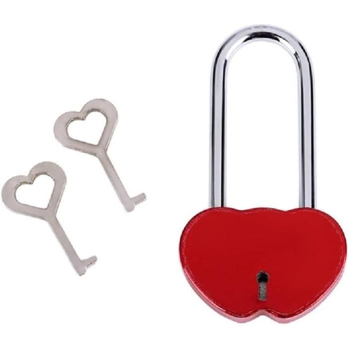Cadenas en forme de cœur avec clé - Mini cadenas en métal