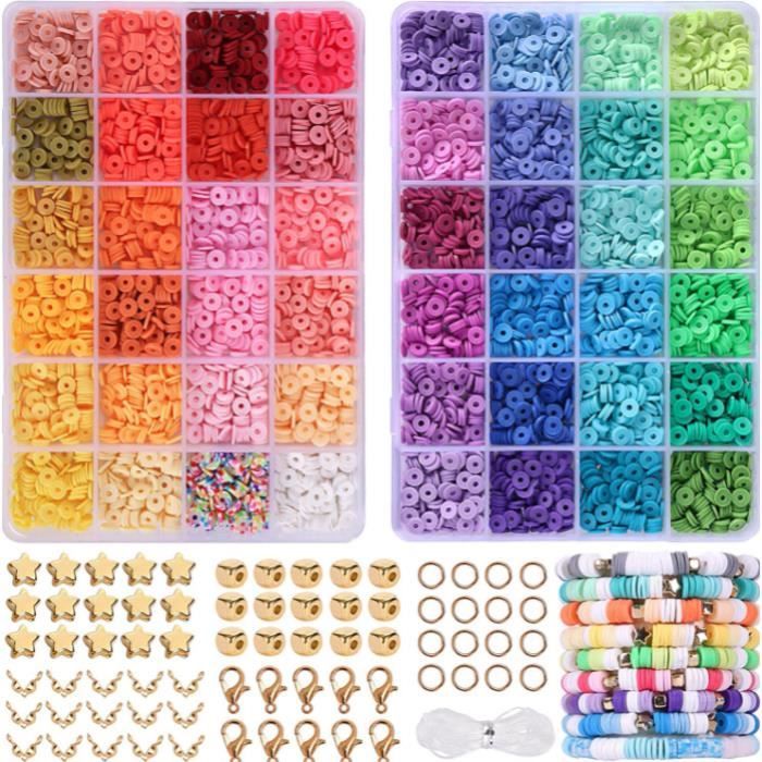 5000 Pièces Perles pour Bijoux DIY Bracelet Coloré, Perles Heishi