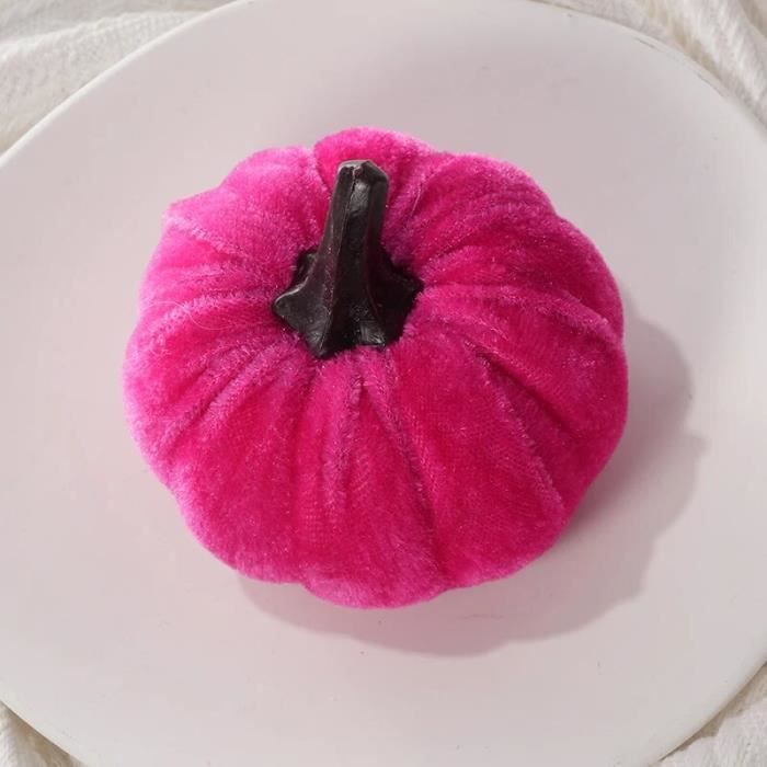 Citrouille Velours Violet 10x7-11cm Chaks - Déco Halloween Neuve