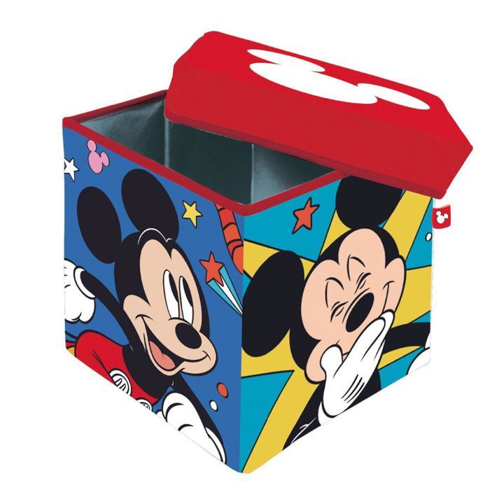 Pouf Mickey Mouse avec rangement pour jouets 30x30x30cm