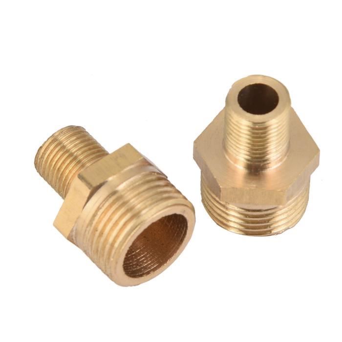 Pack De 2 Raccords Réducteurs En Laiton 1/4NPT Mâle X 1/4NPT Mâle - Pour Tuyaux D'Eau, D'Huile, D'Air, Jauges De Pression