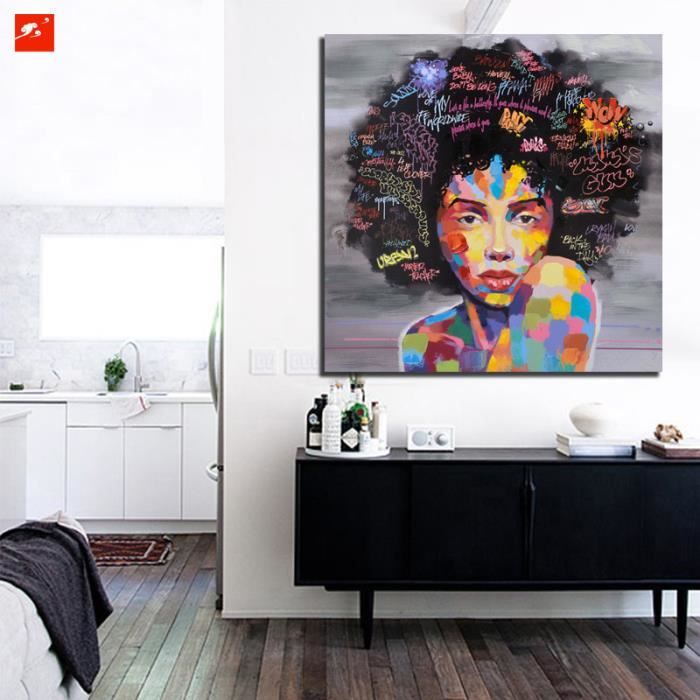 Graffiti Rue Mur Art Abstrait Moderne Africain Femmes Portrait Toile  Peinture À L'huile Sur Les Impressions(pas étiré pas encadré) - Achat /  Vente tableau - toile - Cdiscount