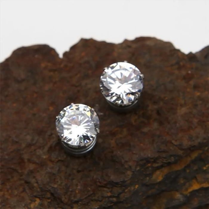 Flongo Boucles D'Oreilles Magnétiques Acier Inoxydable 6-12mm - Non Percées Punk Hip Hop Pour Homme Et Femme