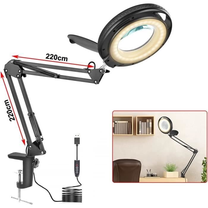 Lampe Loupe De Bureau Avec LED - Pour Travaux Précis : Couture, Bijoux, Réparation, Lecture - Lumière Réglable