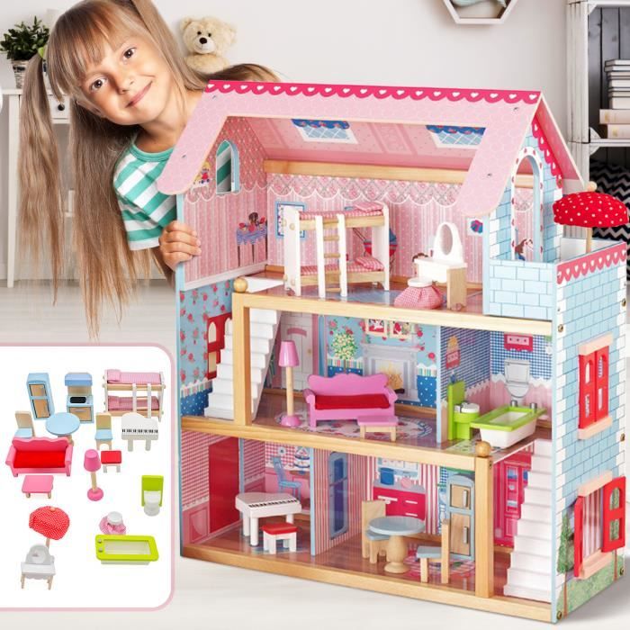 Maison De Poupée Barbie En Bois Pas