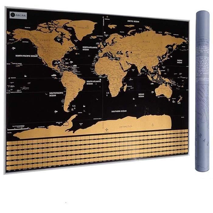 Carte du Monde à Gratter Voyage Affiche (82x59 cm), Scratch off World Map,  Grattez les Endroits Que Vous Avez Visité, Décoration D'i