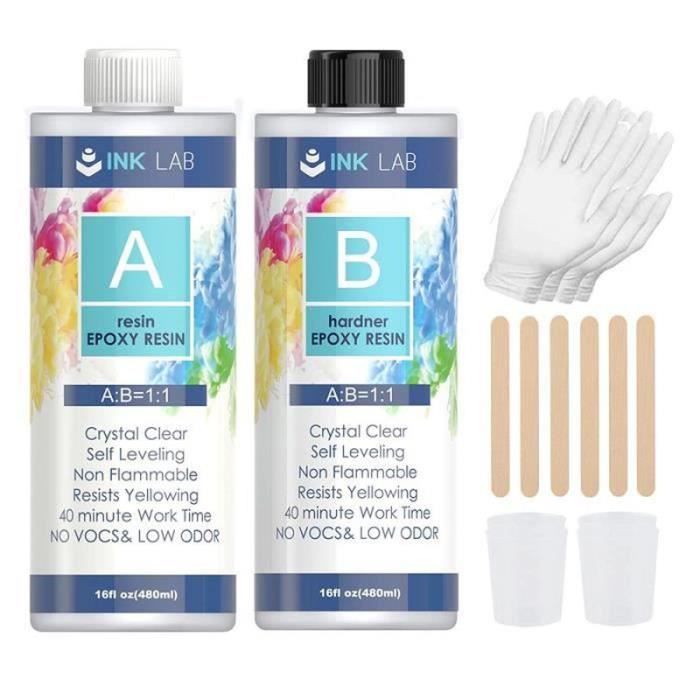Kit Résine époxy Transparente 500ml - Ratio 1:1, Temps Travail 40min - Idéal Créations, Bijoux, Revêtements - 3