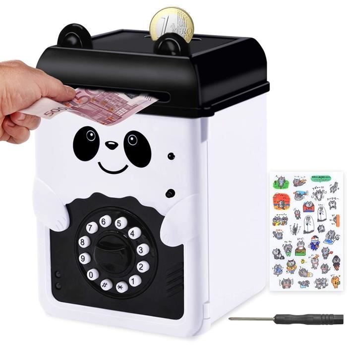 Tirelire électronique ATM Pour Enfants 3-12 Ans - Avec Code Secret - Grande Capacité (600 Pièces Ou 100 Billets) - Cadeau éducatif Anniversaire, Noël