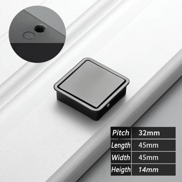 6020-32 mm noir - poignée de porte Invisible encastrée en alliage de Zinc,idéale pour placard