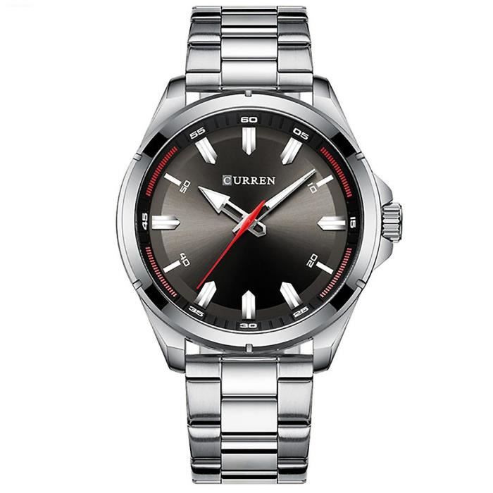 Montre de mode noire à cadran triangulaire évidé unique pour homme