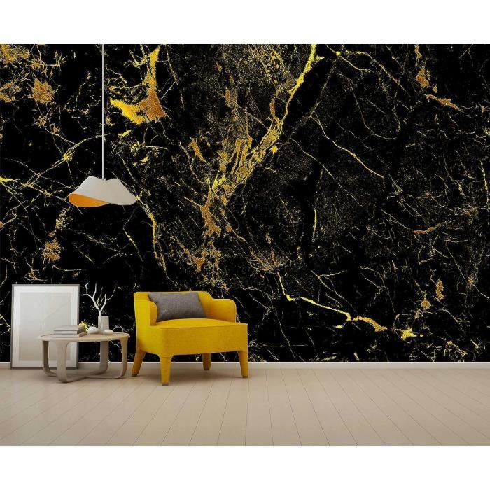 Fond décran noir et or grand marbre abstrait motif mural chambre salon TV fond canapé mur 400*280cm