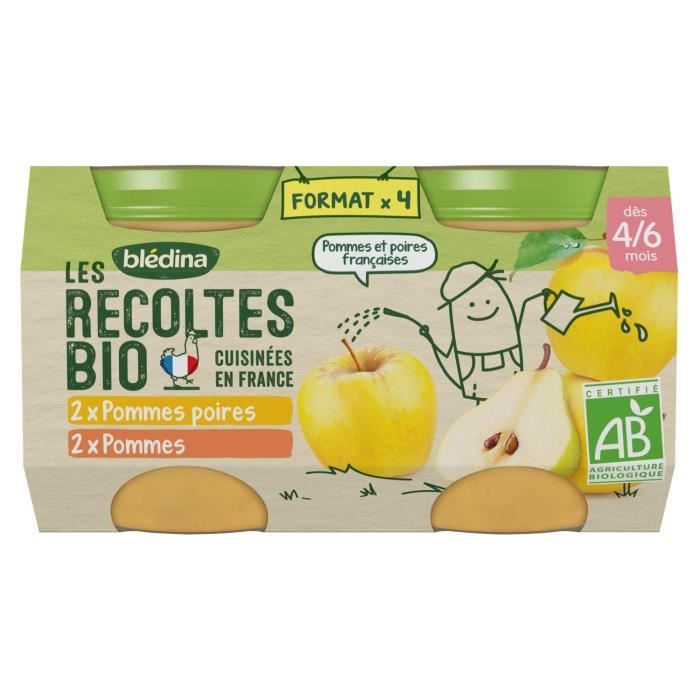 Lot De 7 Bledina Les Recoltes Bio Pommes Poires Compote Bebe Des 4 6 Mois 4 Pots De 130g Achat Vente Compote Dessert Fruite Lot De 7