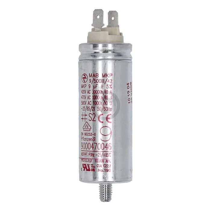 Condensateur 9mf BOSCH 00622991 Compatible avec de nombreux modèles de sèche linge Neuf Garantie
