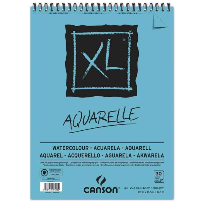 CANSON Album Spirale 30 feuilles XL® Aquarelle A4 - 300 g - Blanc