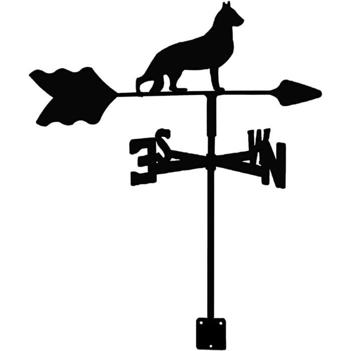 Girouette En Fer Avec Silhouette Animal Chat - Indicateur Direction Vent Jardin Et Toit - Décoration Extérieure