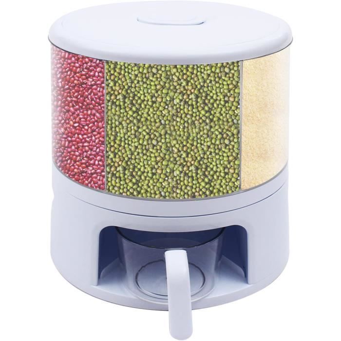Distributeur Céréales Bois Massif Avec Grille - Rangement Aliments Secs (Avoine, Haricots), Hermétique, Avec Échelle - Pour Cuisine