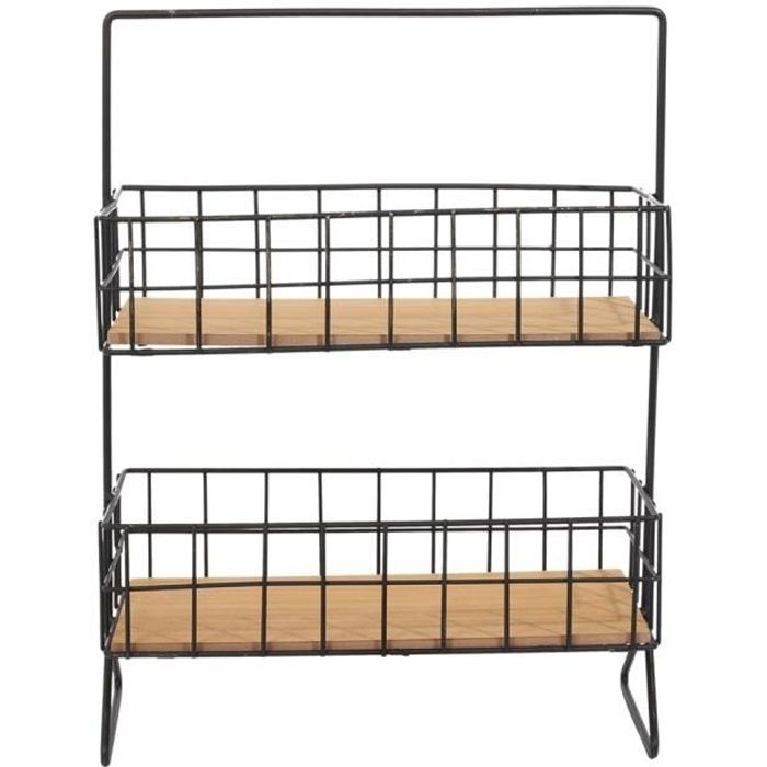 The Home Deco Factory Support Filaire 2 Etages Noir Et Beige Cdiscount Maison