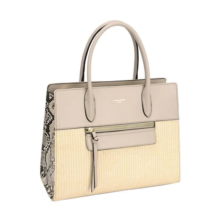 Petit Sac à Main David Jones Paris - Cuir Bleu Foncé Reflets Argentés - Occasion Bon État Général