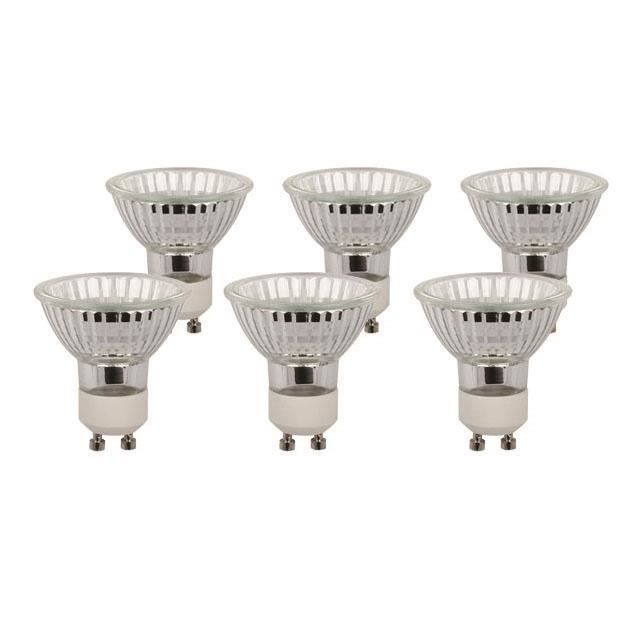 Ampoules halogènes blanc doux d'intérieur de 50W, GU10, de GE, paquet de 6  19491