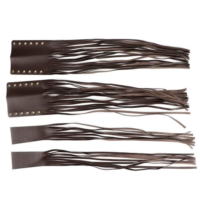 2 Couvre-poignées Moto Cuir Synthétique - Style Frange - Noir - Universel Pour Guidon