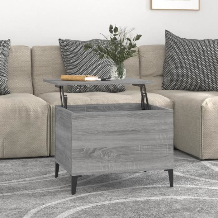 famirosa table basse sonoma gris 60x44,5x45 cm bois d'ingénierie-578
