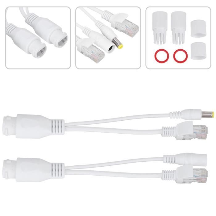 Répartiteur PoE étanche IP65 - 2 Entrées PoE & 2 Sorties Via 1 Câble - Compatible Switch PoE IEEE802.3af/at - Pour Caméras De Surveillance - 2